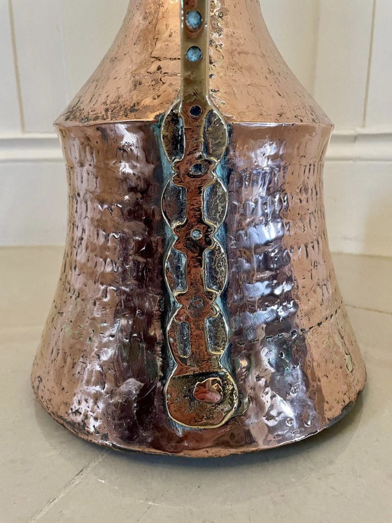 Large Antique Arts and Crafts Copper and Brass Milk Jug - Image 7